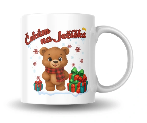 Medvídek Čekám na Ježíška hrnek