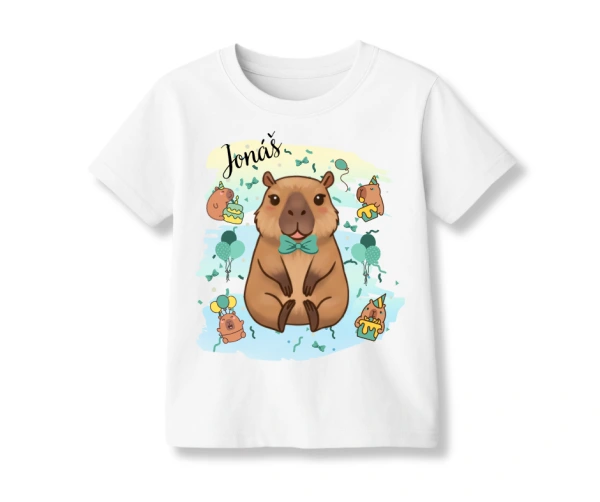 Dětské narozeninové tričko s kapybarou – jméno na přání
