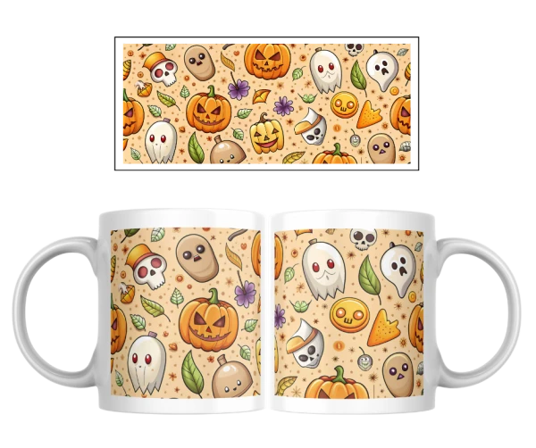 Halloween hrnek – Veselé duchové a dýně