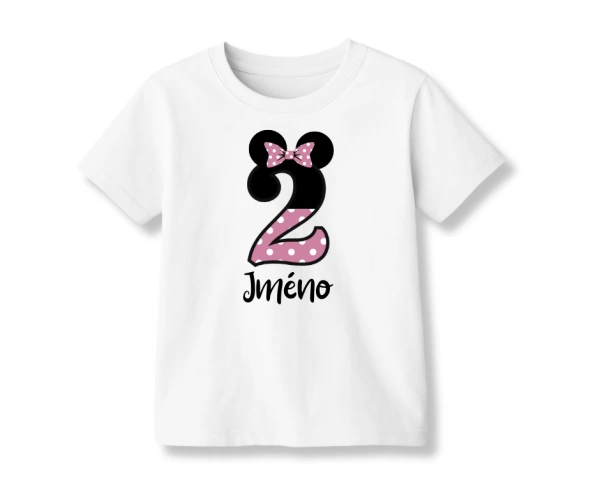 Narozeninové tričko s oušky, mašlí a číslem – s vlastním jménem 1