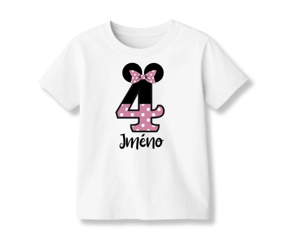 Narozeninové tričko s oušky, mašlí a číslem – s vlastním jménem 3