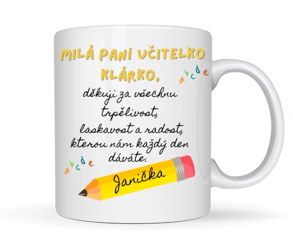 Hrneček pro paní učitelku s osobním věnováním