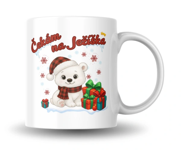 Lední medvídek Čekám na Ježíška hrnek