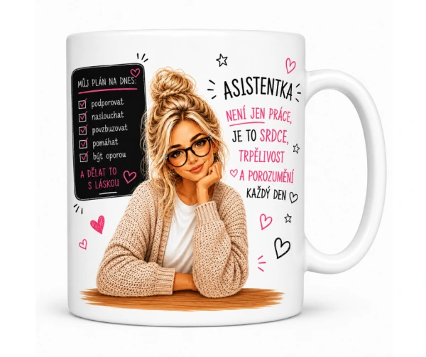 Hrnek pro asistentku • Asistentka není jen práce, je to srdce, trpělivost a porozumění