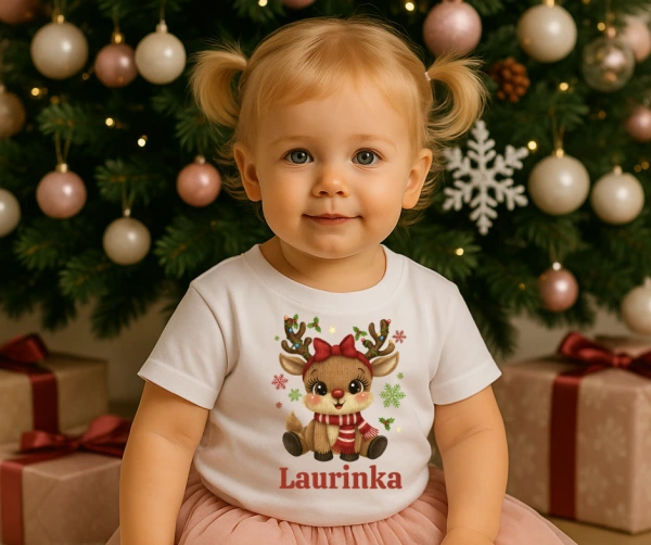 Vánoční tričko se sobičkou a jménem