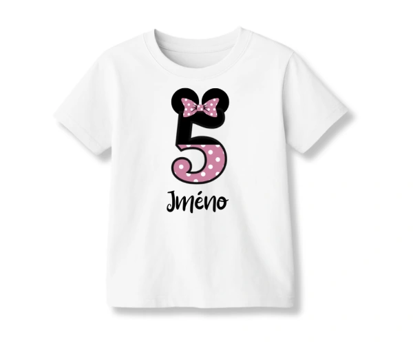 Narozeninové tričko s oušky, mašlí a číslem – s vlastním jménem 4
