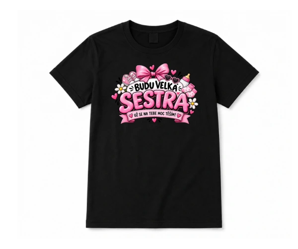 Dětské tričko „Budu velká sestra“ s mašličkami 1