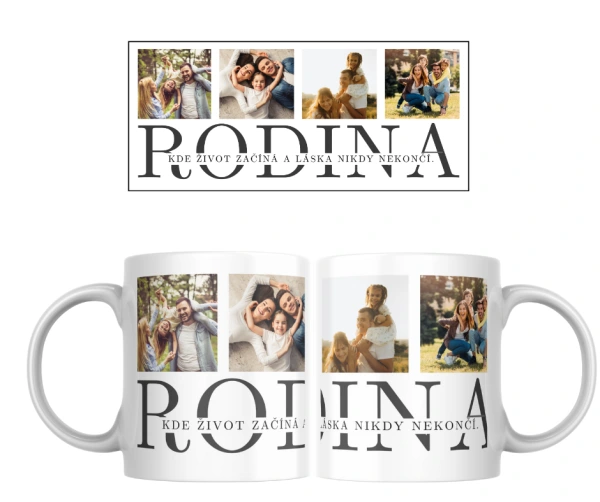 Hrnek Rodina s vlastními fotografiemi – kde život začíná a láska nikdy nekončí