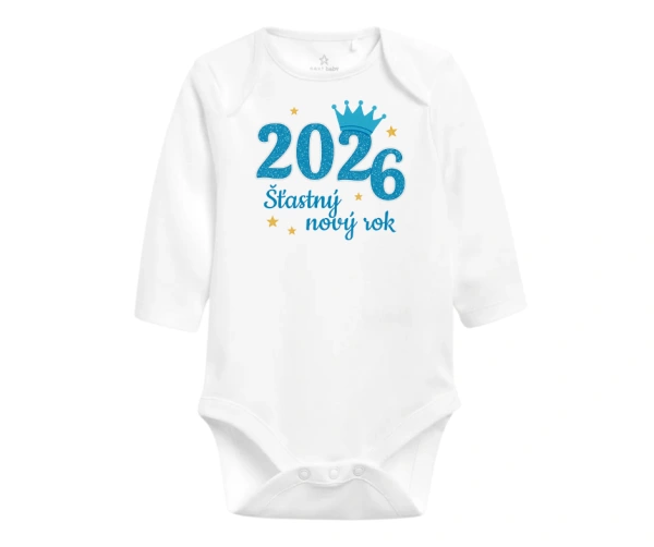 Body 2026 pro chlapečka – modrá korunka a šťastný nový rok 1
