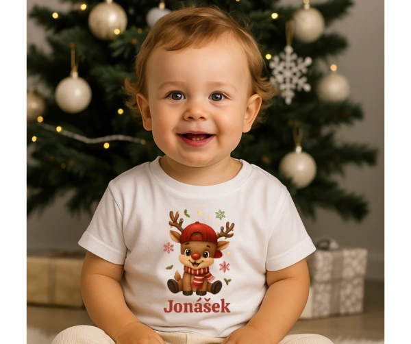 Vánoční tričko se sobíkem a jménem