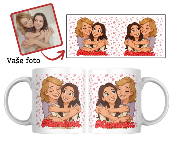 Hrnček s vaší fotkou v krásném ilustrativním stylu Maminka