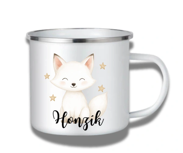 Vánoční plecháček – Bílá lištička s hvězdičkami