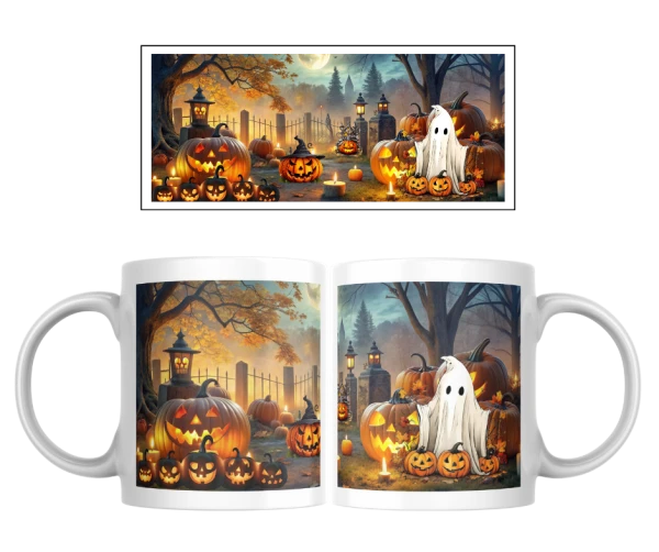 Halloween hrnek – Dýně a malý duch