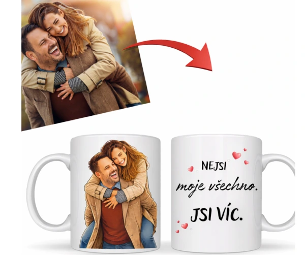 Kreslený hrnek z fotky – originální dárek pro pár 1