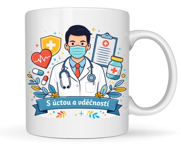 Hrnek pro lékaře „S úctou a vděčností“ – poděkování, které potěší