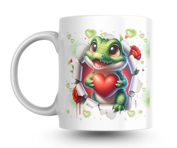 Hrnek s krokodýlkem a srdíčkem 💚 – kolekce Malý rošťák 2