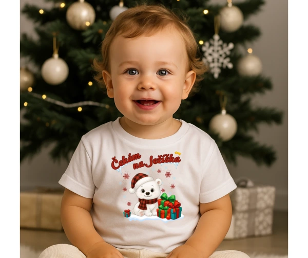 Čekám na Ježíška – tričko s ledním medvídkem