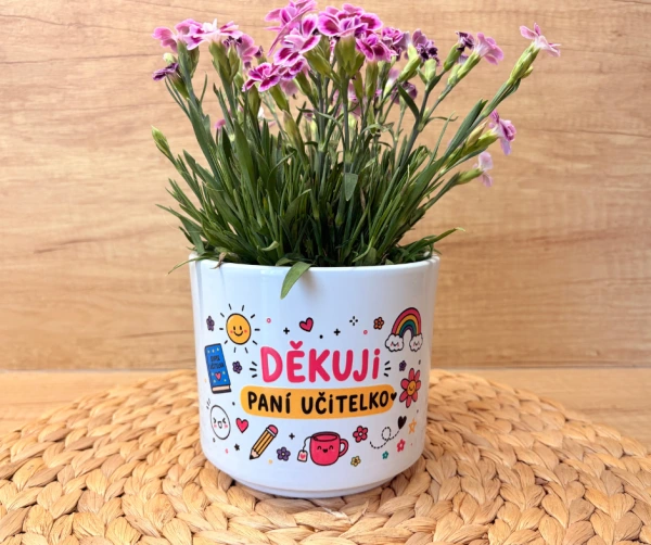 Keramický květináč „Děkuji paní učitelko“ | Dárek pro učitelku