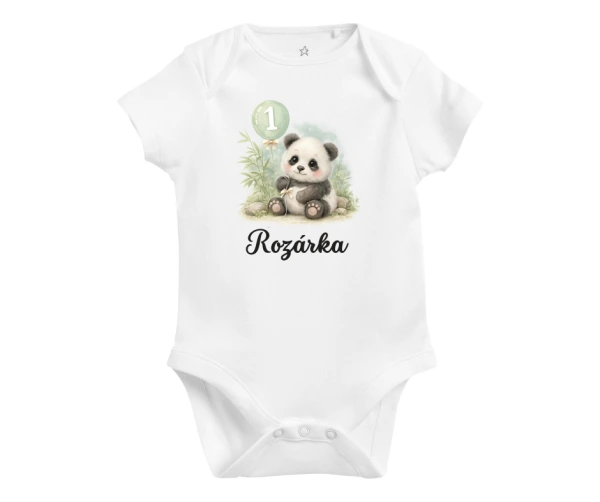 Narozeninové body s pandou a jménem – 1. narozeniny