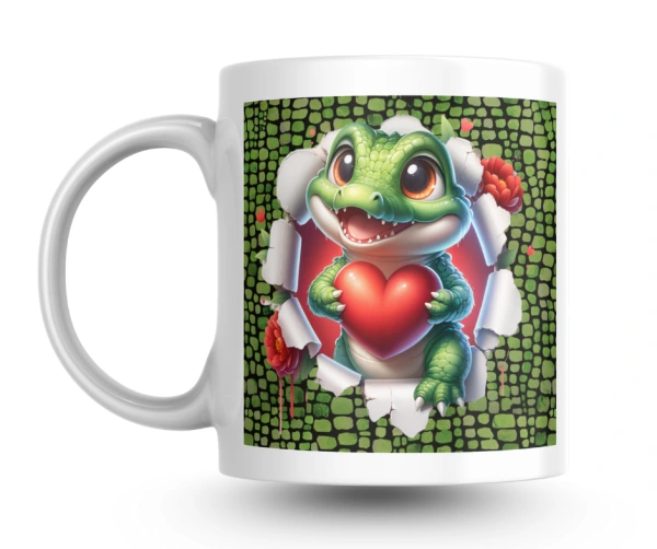 Hrnek s krokodýlkem a srdíčkem 💚 – kolekce Malý rošťák 1