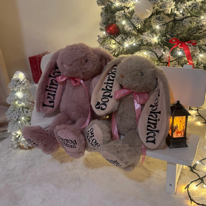 Plyšový zajíček se jménem a údaji o narození - Béžová 1