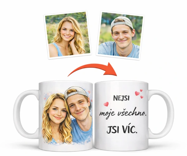 Kreslený hrnek z fotky – originální dárek pro pár 2