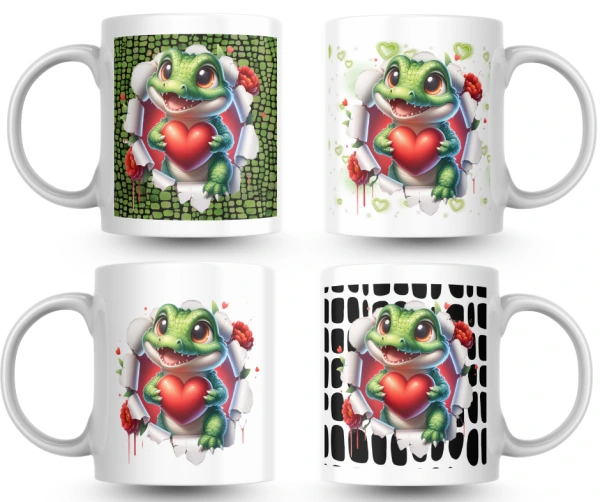Hrnek s krokodýlkem a srdíčkem 💚 – kolekce Malý rošťák