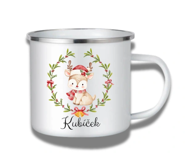 Vánoční plecháček s roztomilým sobíkem – jméno na přání