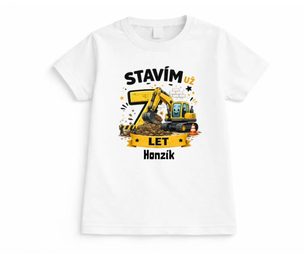 Narozeninové tričko s bagrem a jménem | Stavím už 2 - 9 let 3