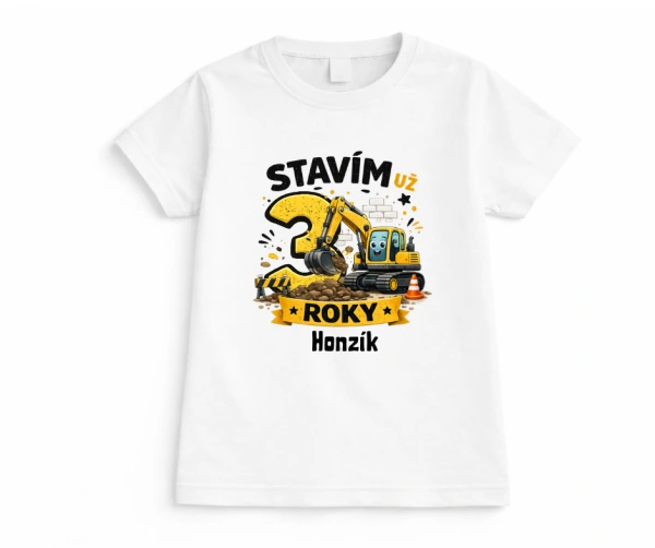 Narozeninové tričko s bagrem a jménem | Stavím už 2 - 9 let 7