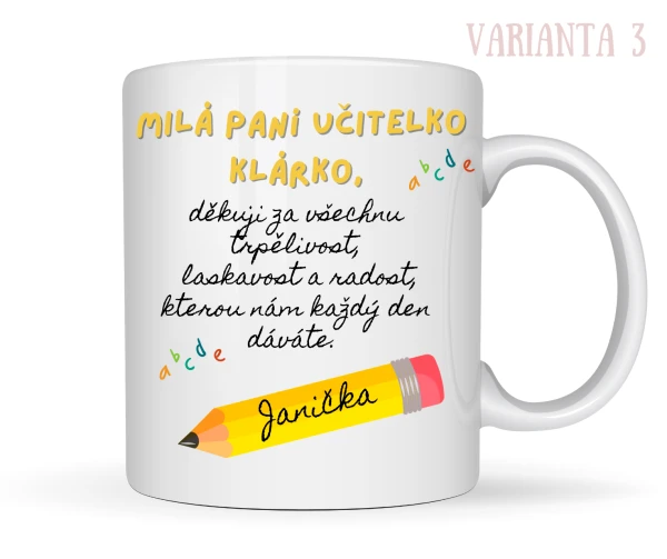 Hrneček pro paní učitelku s osobním věnováním 2