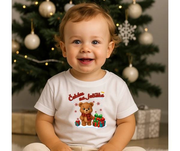 Čekám na Ježíška – tričko s medvídkem