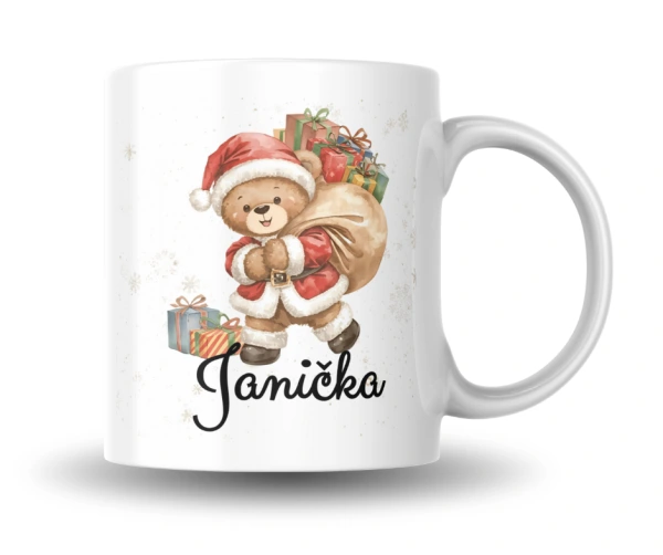 Vánoční hrnek – Medvídek Santa s dárky