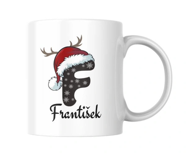 Vánoční hrnek se jménem – iniciála s čepičkou 6