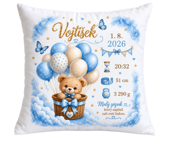 Polštářek s údaji o narození chlapečka