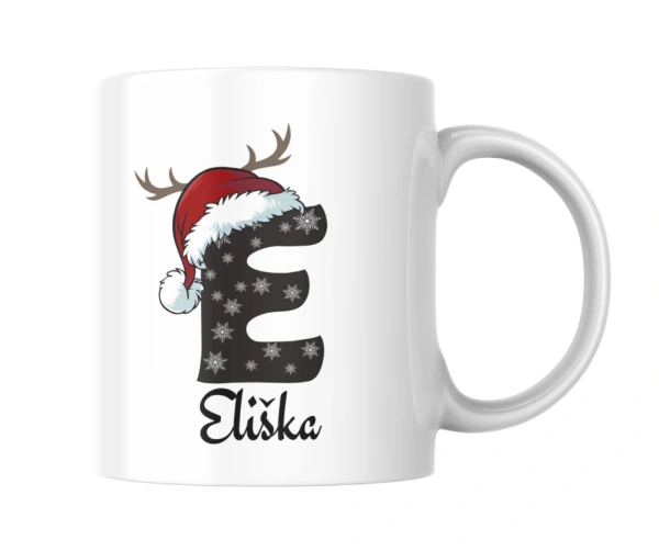 Vánoční hrnek se jménem – iniciála s čepičkou 5