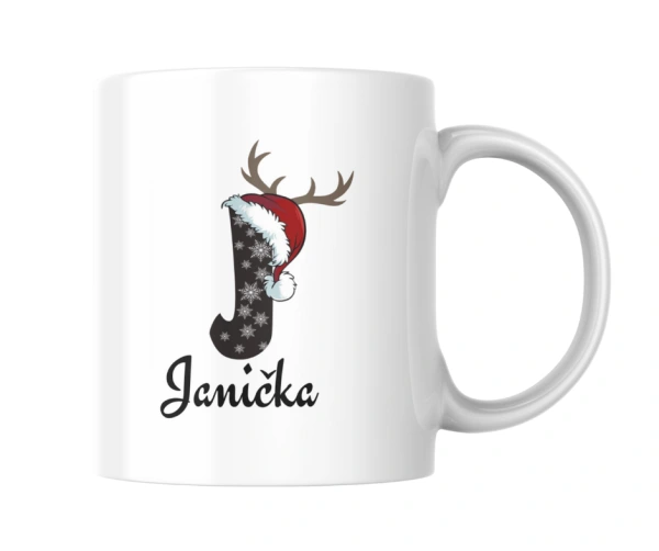 Vánoční hrnek se jménem – iniciála s čepičkou 11