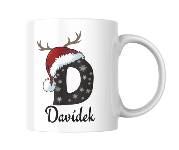 Vánoční hrnek se jménem – iniciála s čepičkou 4