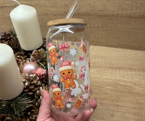Vánoční sklenička Ginger Joy s bambusovým víčkem