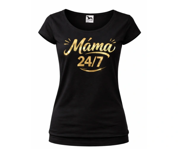 Tričko „Máma 24/7“ pro maminky – bílé i černé, metalické varianty 3