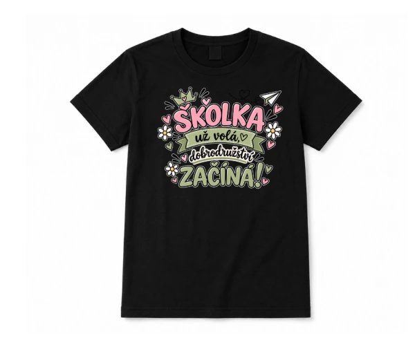 Dětské tričko „Školka už volá, dobrodružství začíná!“ 1