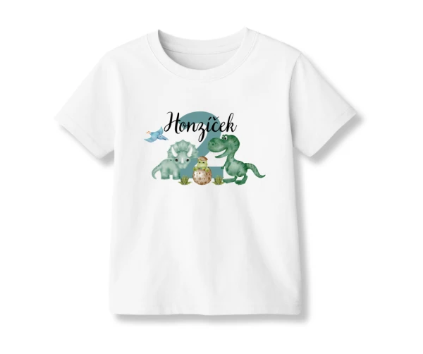 Dětské narozeninové tričko s dinosaury a jménem (2–9 let)