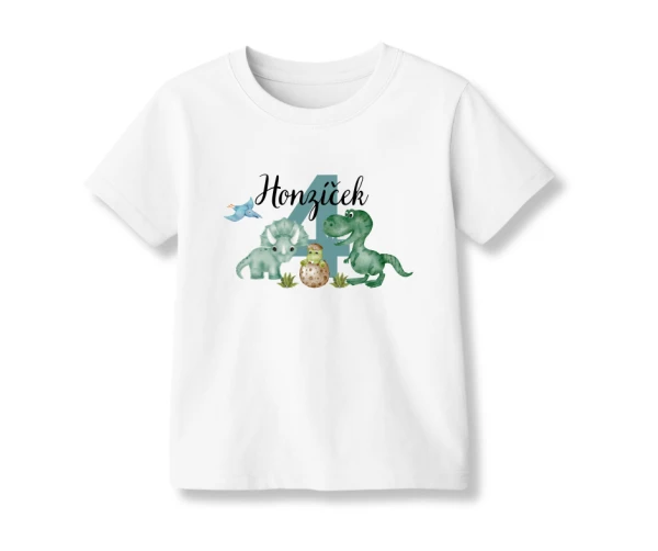Dětské narozeninové tričko s dinosaury a jménem (2–9 let) 3