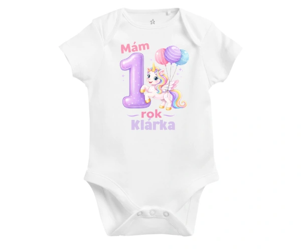Body k 1. narozeninám – jednorožec s balónky a jménem