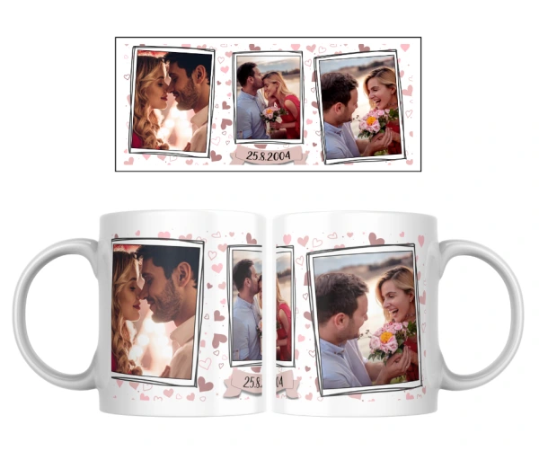 Hrnek s fotografiemi a datem – originální dárek z lásky
