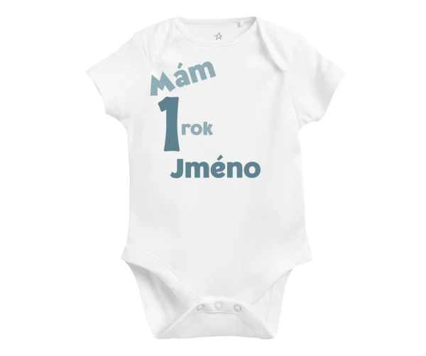 Body na 1. narozeniny, modré – Mám 1 rok + jméno a obrázek na přání
