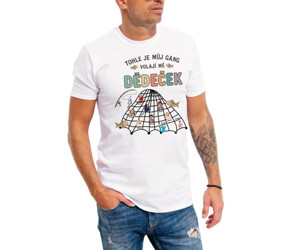 Triko Můj gang pro dědečka rybáře s vlastními fotkami dětí