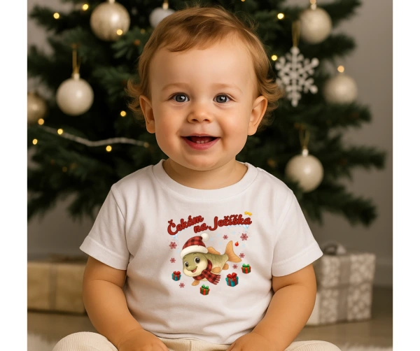 Čekám na Ježíška – tričko s vánočním kapříkem