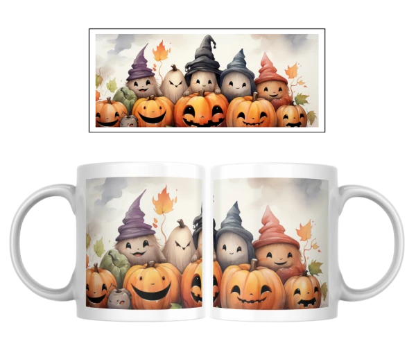Halloween hrnek – roztomilé dýně a malí skřítci