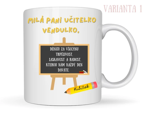 Hrneček pro paní učitelku s osobním věnováním